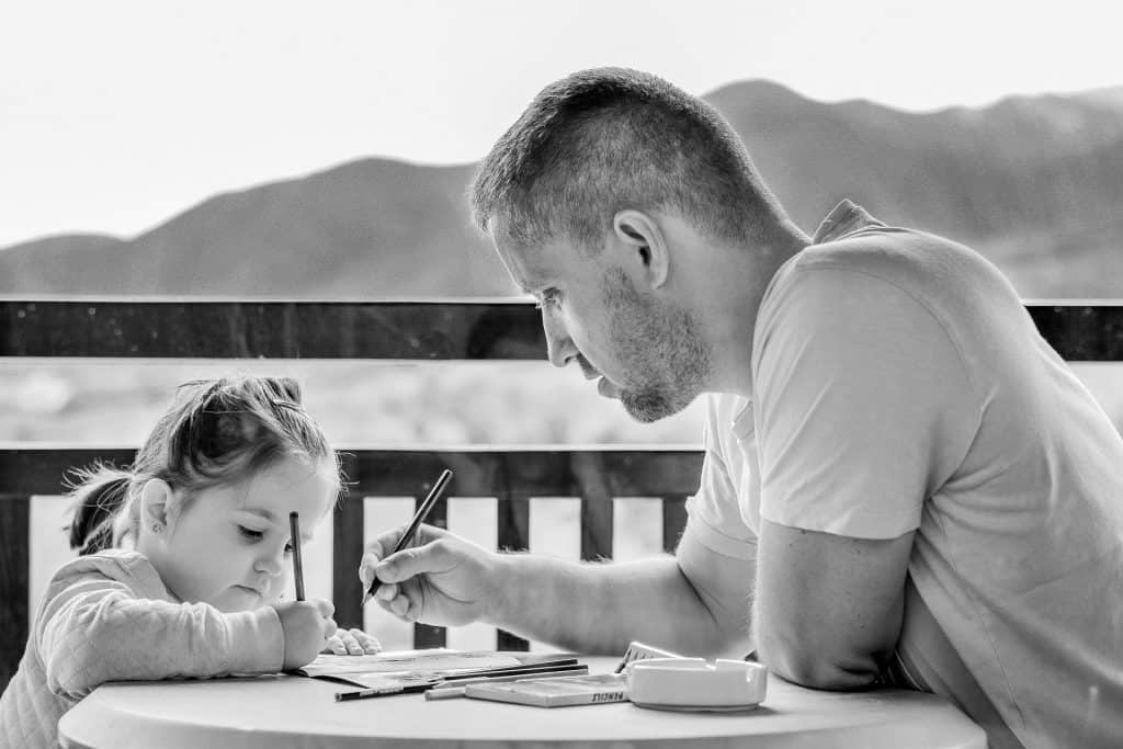 father and daughter together outside